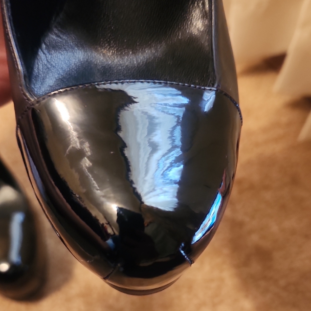 Yves Saint Laurent Black Patent Leather Tribtoo Platforms Heels - Picture 3 of 16